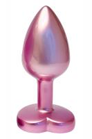 Розовая анальная пробка с кристаллом-сердцем Pearl Pink Plug Small